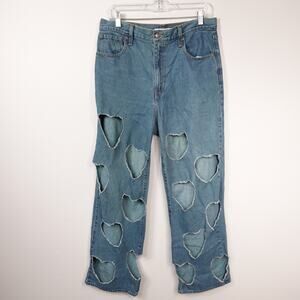 Levi's 513 Men's High Waisted Straight Custom Heart Cutout Jeans size 31 x 31